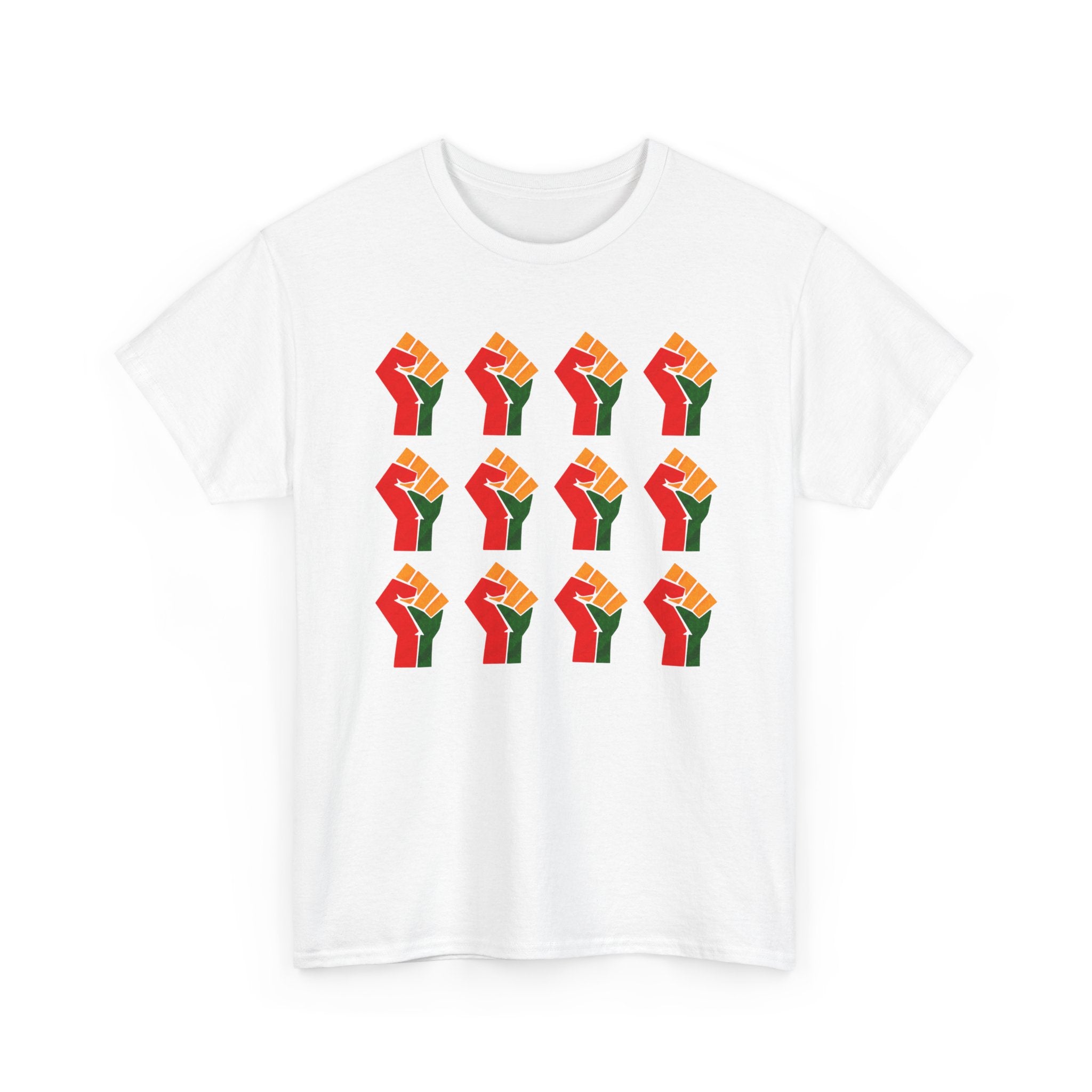 Raised Fist Pattern T‑Shirt — Pan——African Solidarity Graphic T-Shirt