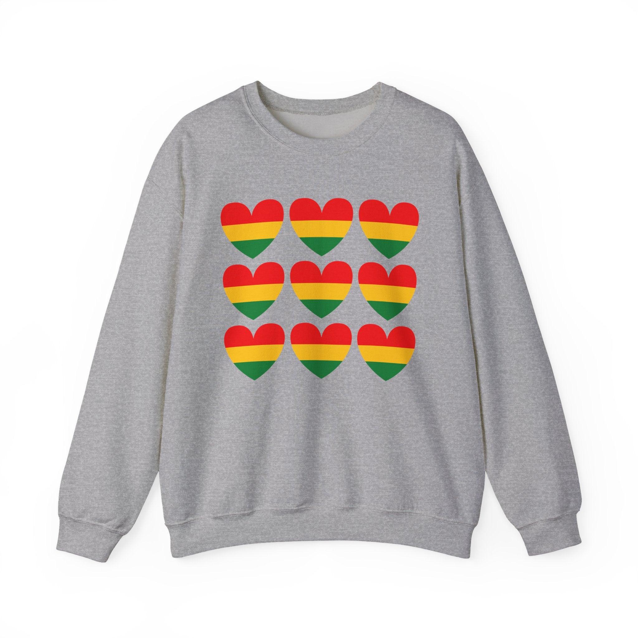 African American Heritage Flag Heart Grid Sweatshirt — Pan-African Pride Crewneck