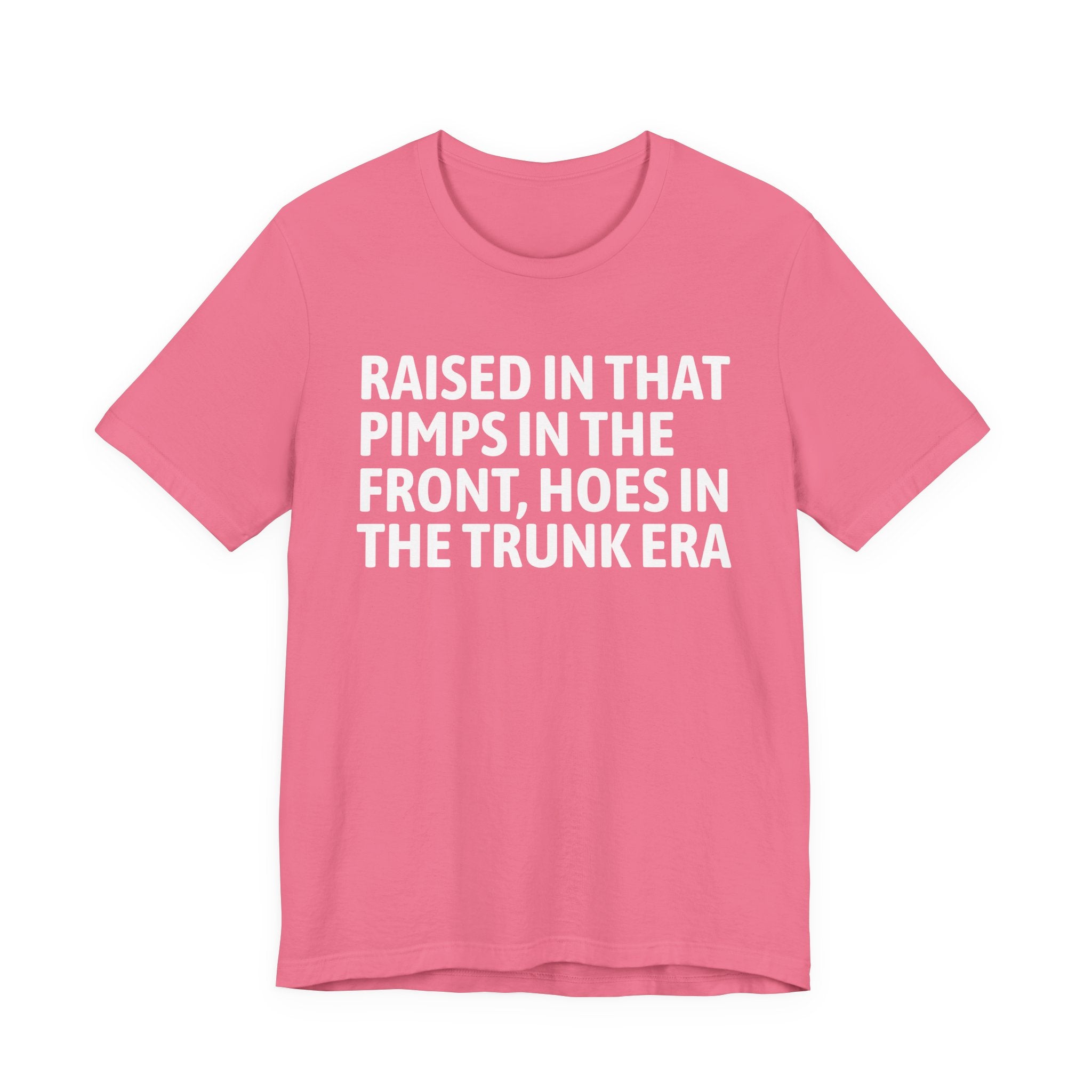 Raised In That Pimps In The Front Hoes In The Trunk Era - Funny Back In The Day Statement Tee Shirt