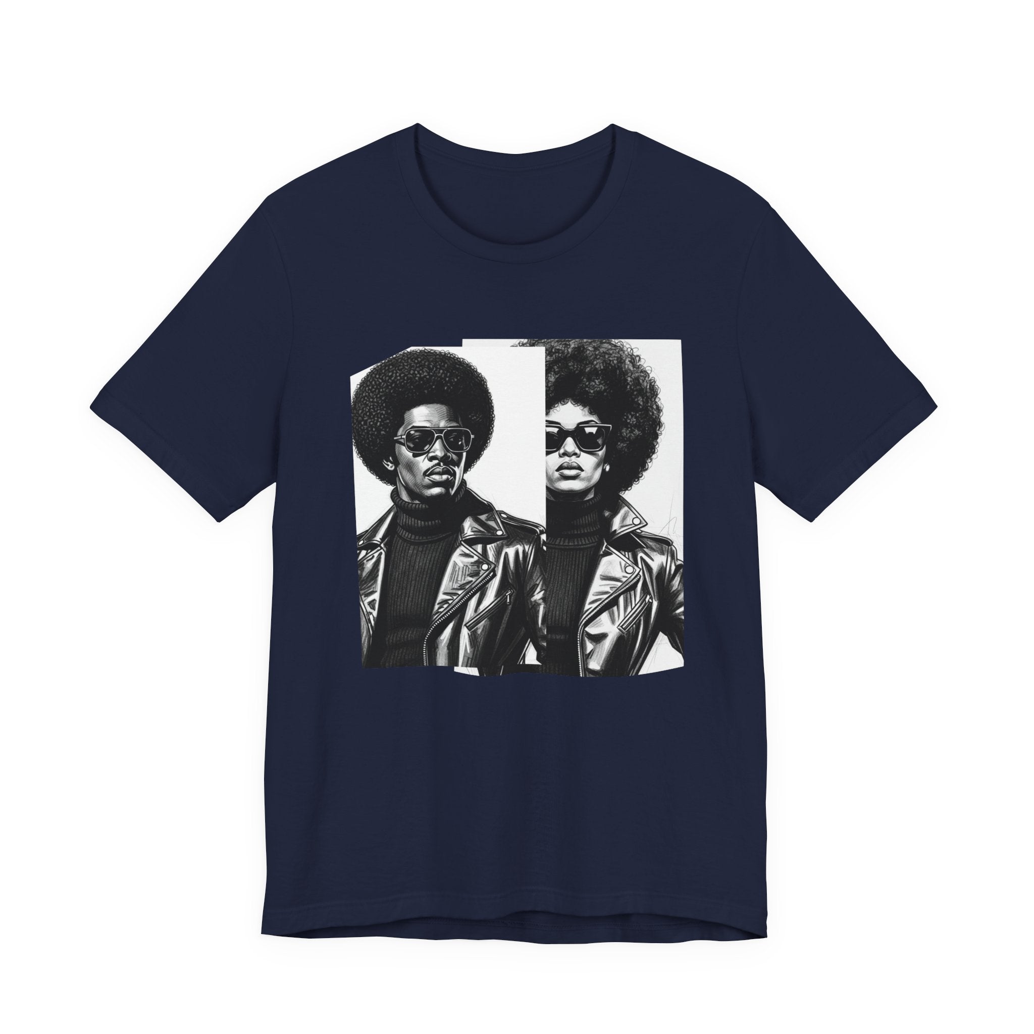 70s Style Portrait Of Black Power Couple － T-shirt