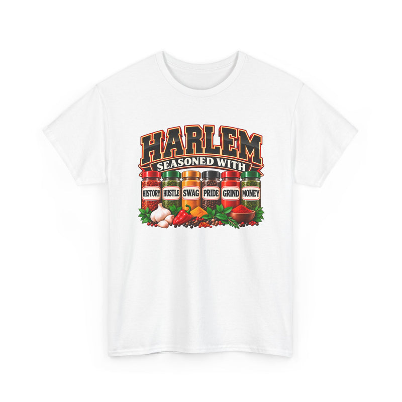 Harlem Seasoned With History Hustle Swag Pride Grind Money  － T-Shirt