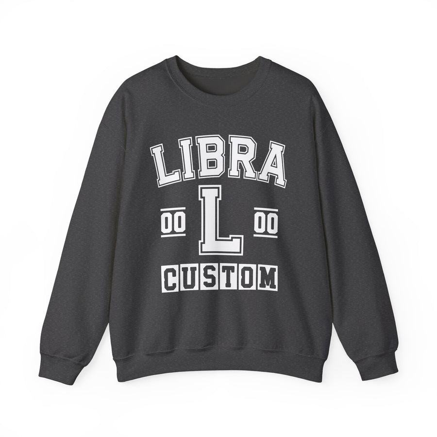 Custom Libra Varsity Sweatshirt — Customize Birthday Day/Month/Year — Customize Gemini Season/Nation