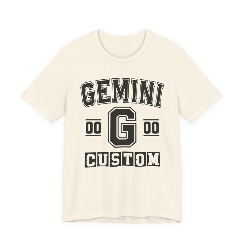 Custom Gemini Varsity T-Shirt — Customize Birthday Day/Month/Year — Customize Season/nation/Society