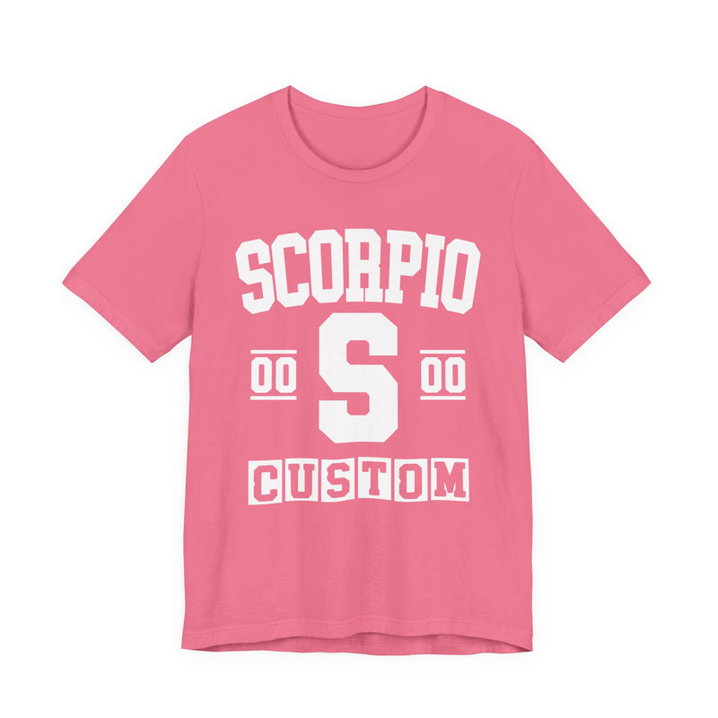 Custom Scorpio Varsity T-Shirt — Customize Birthday Day/Month/Year — Customize Season/nation/Society