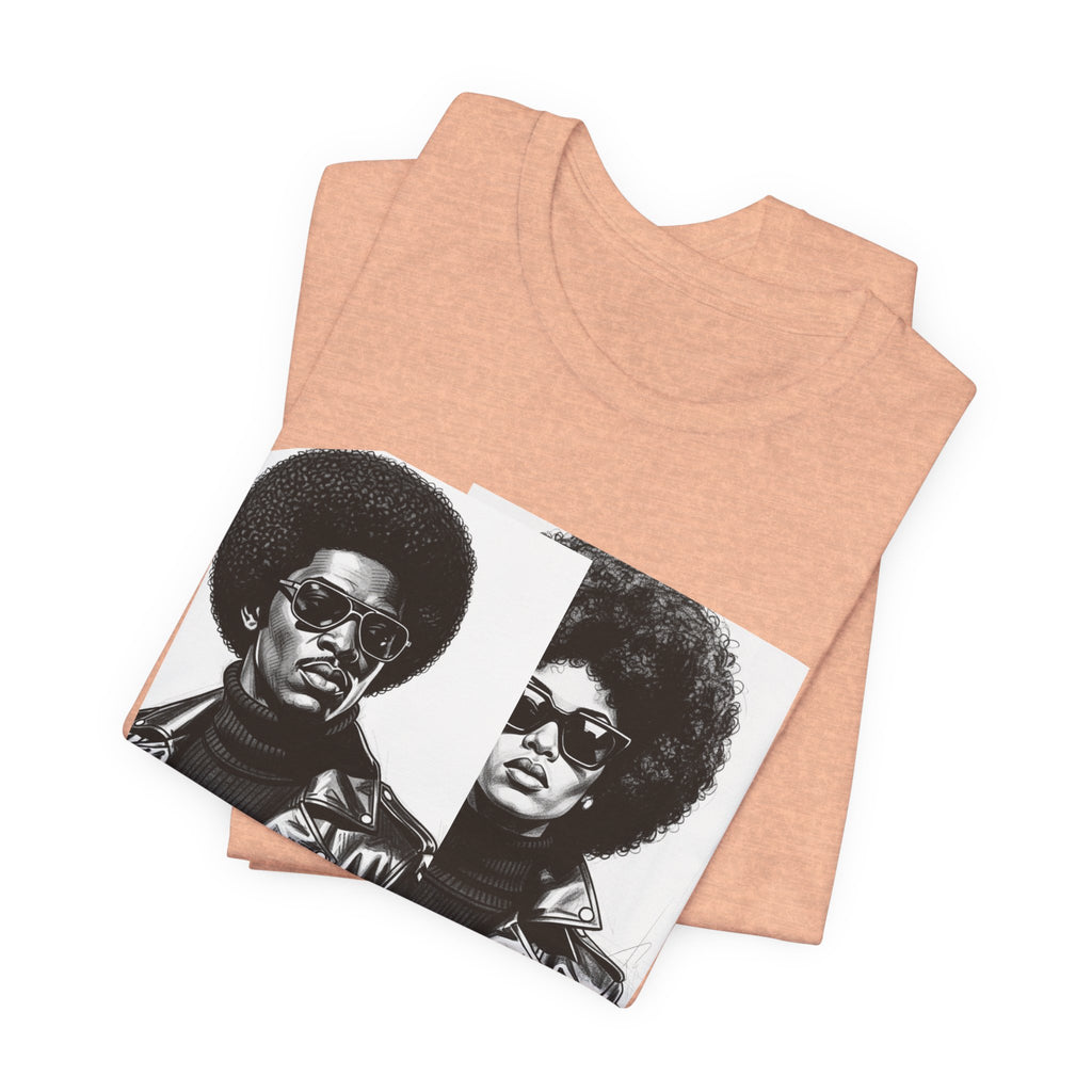 Black Power Couple - 70s with Retro Black Pride Tee Shirt