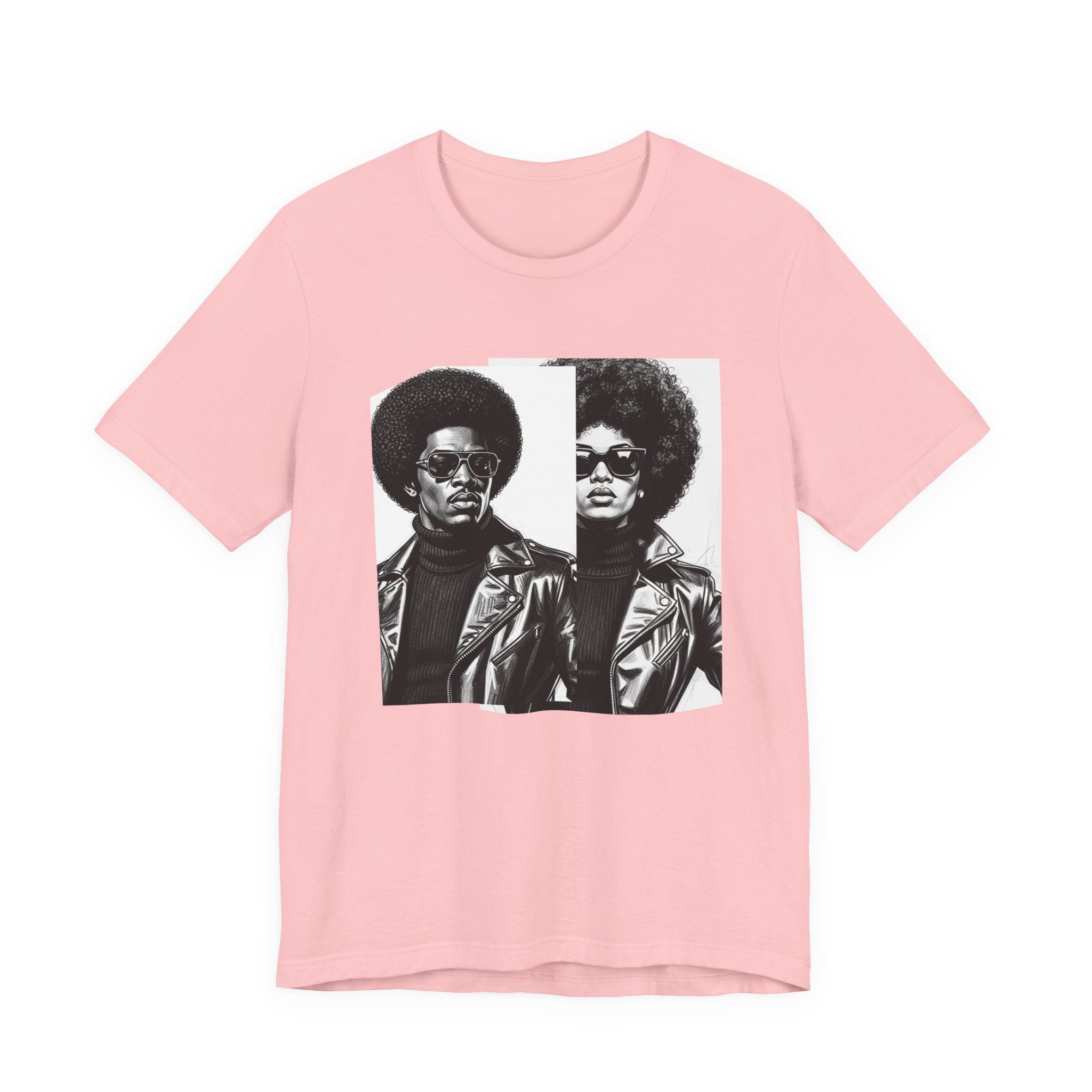 70s Style Portrait Of Black Power Couple － T-shirt