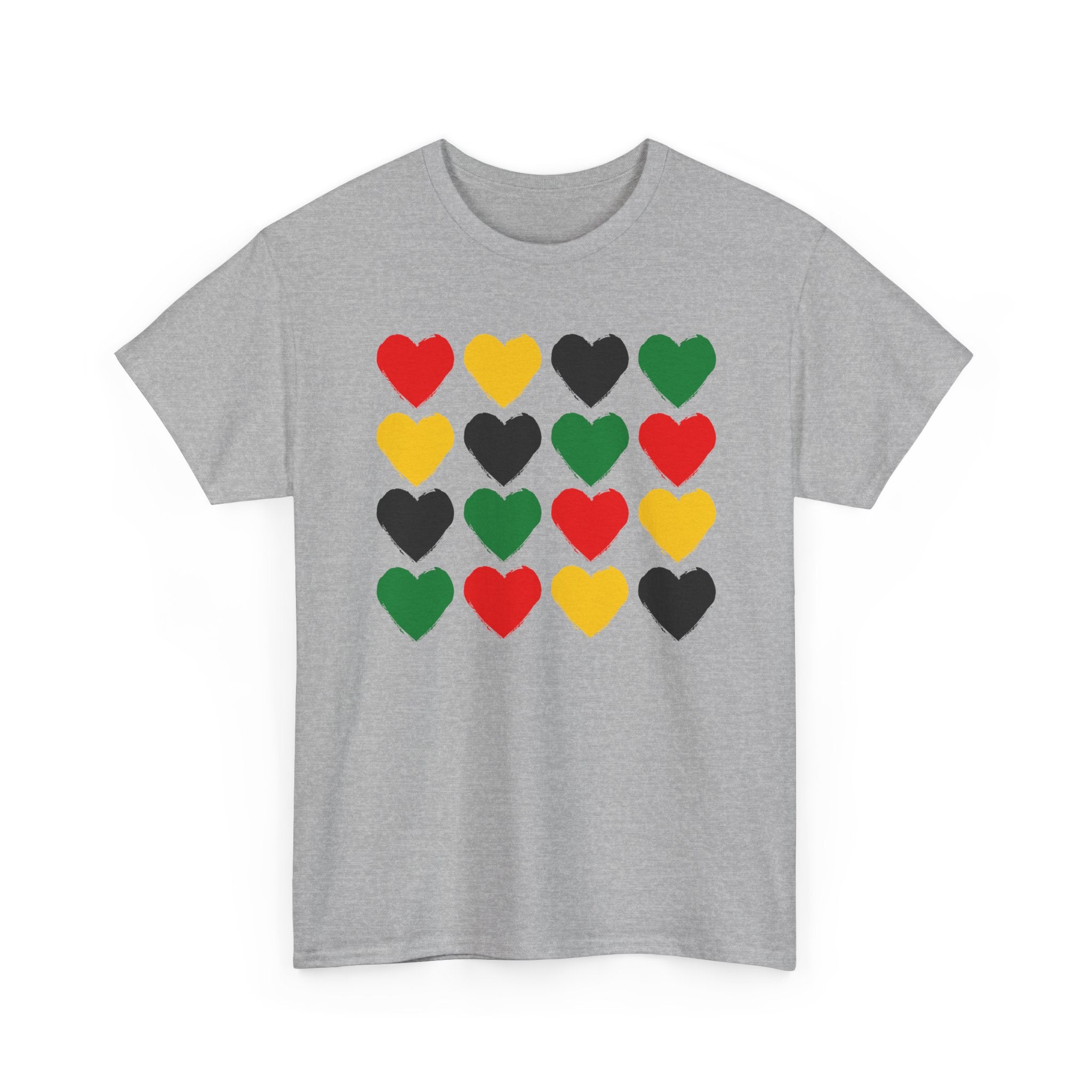 Pan——African Heart Grid T-Shirt — Colorful Pride T-Shirt
