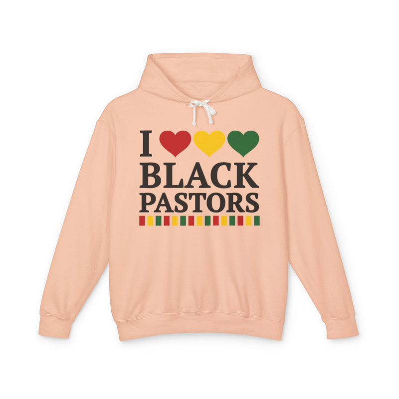 I Love Black Pastors — Hoodie alternate view 6: I LOVE BLACK PASTORS in bold statement lettering. Street Talk Designs culture statement apparel.