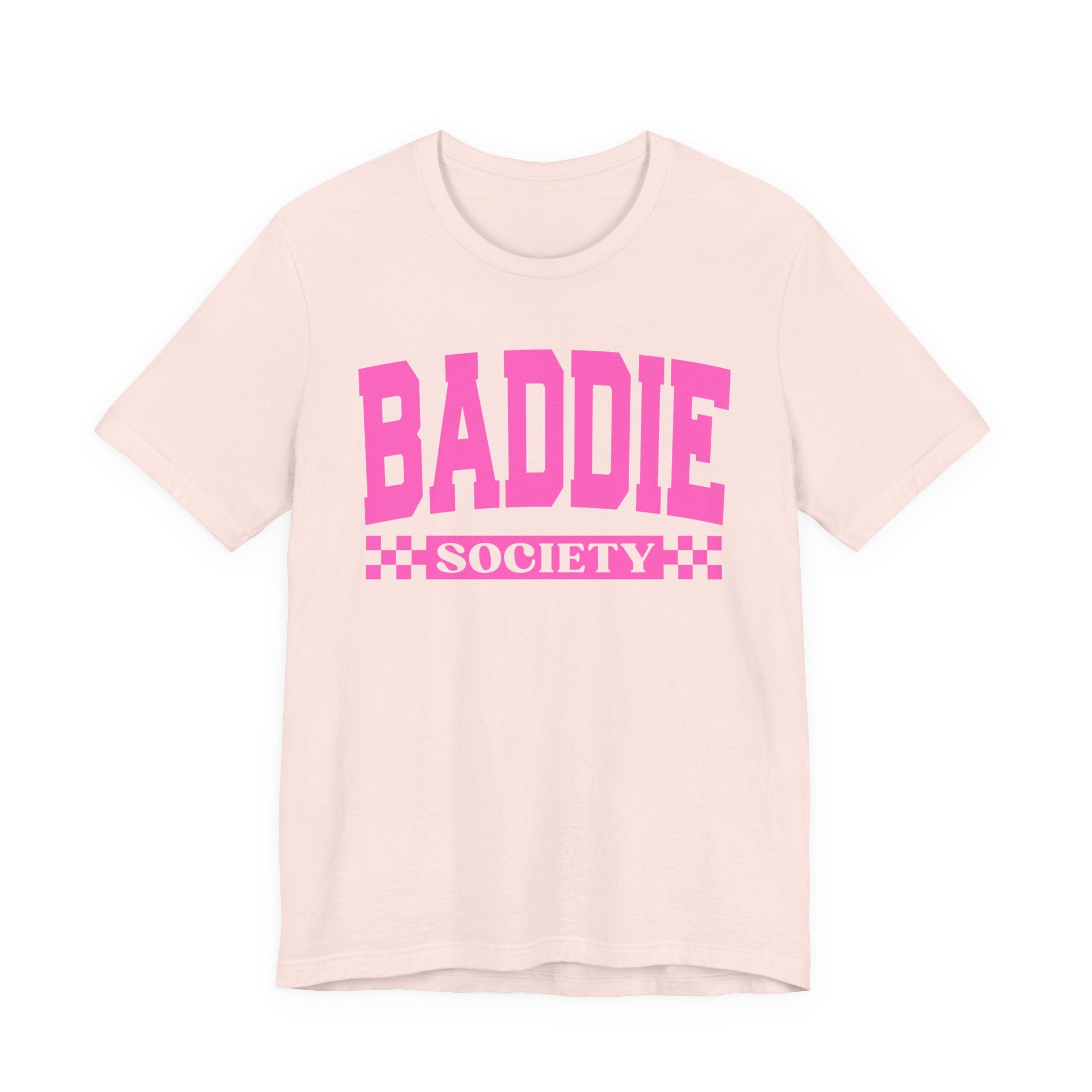 Baddie Society — Pink Varsity Statement T-Shirt