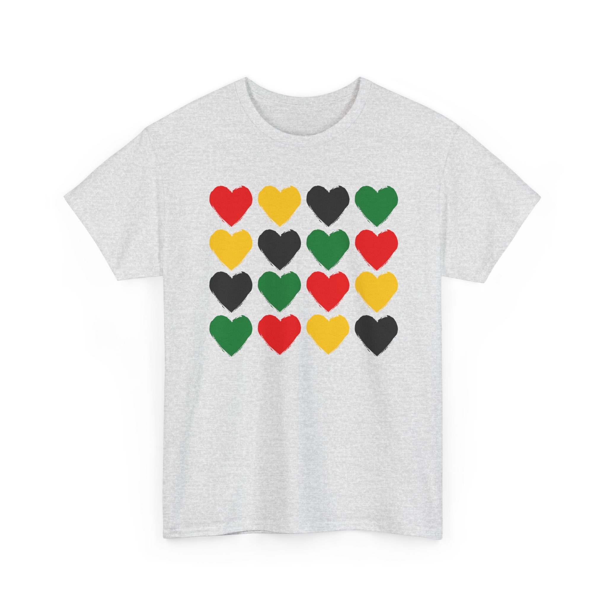 Pan——African Heart Grid T-Shirt — Colorful Pride T-Shirt