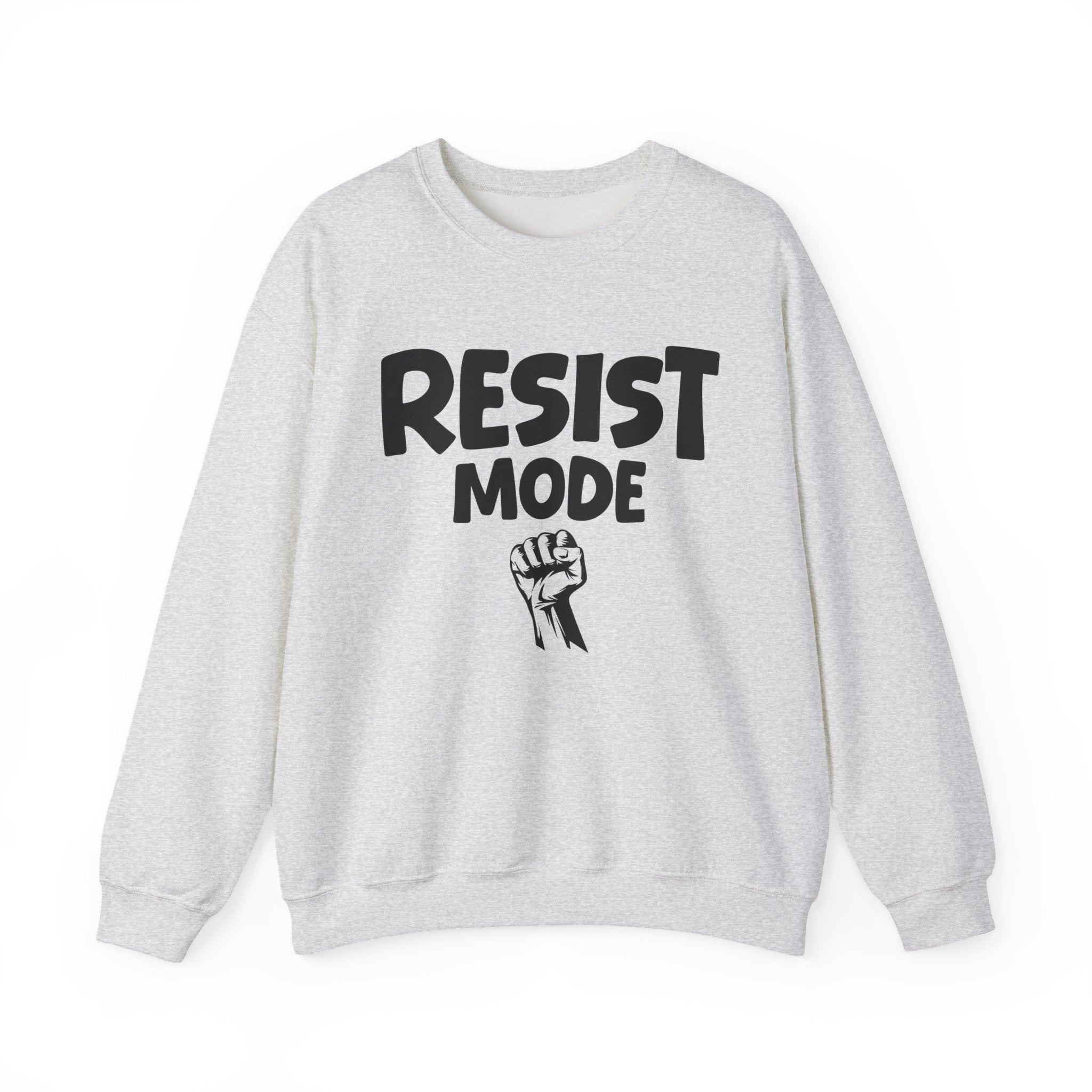Resist Mode Crewneck Sweatshirt — Political Activism Fist Graphic